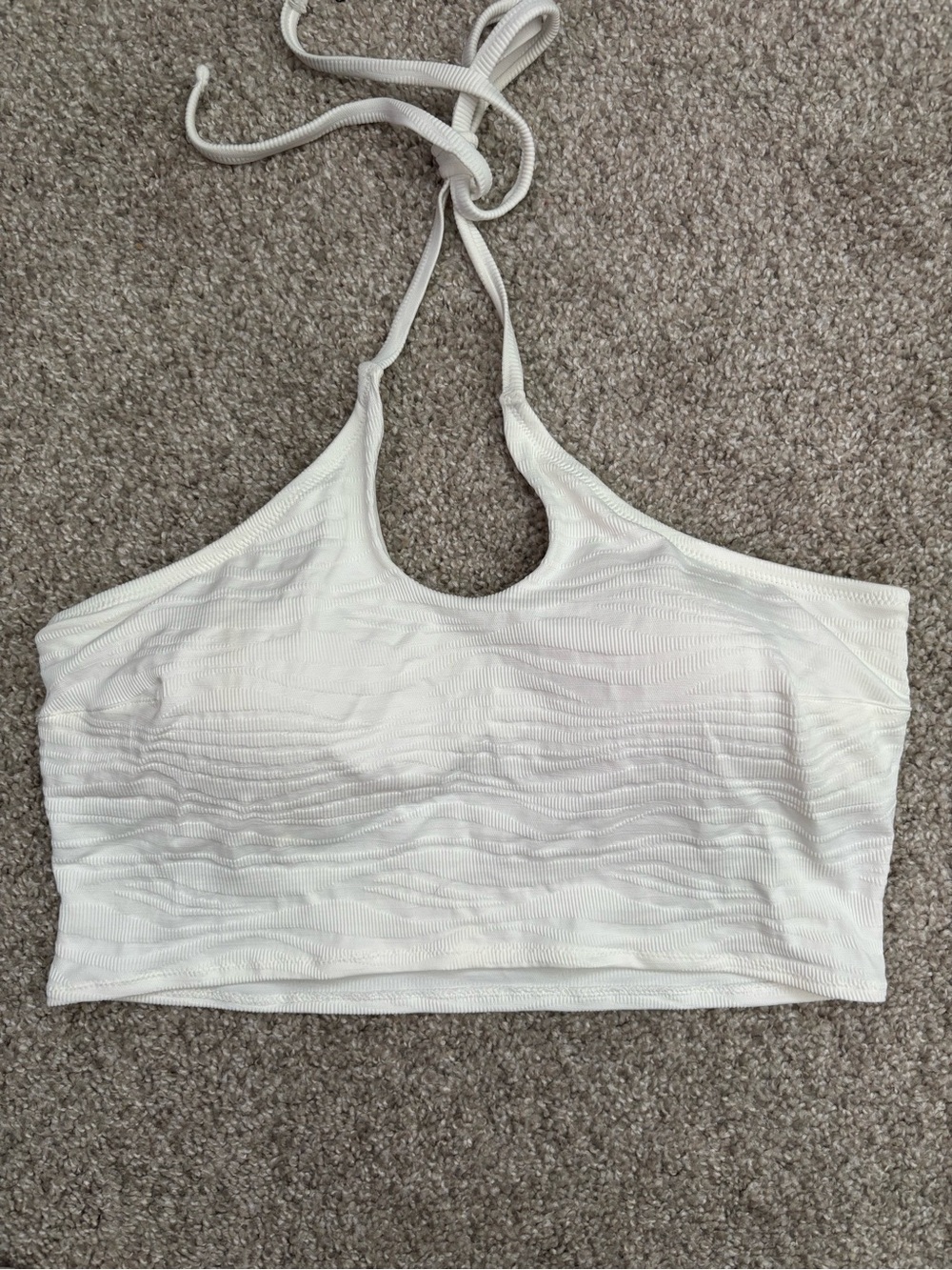 Aerie White Ribbed Bandeau Swim Top